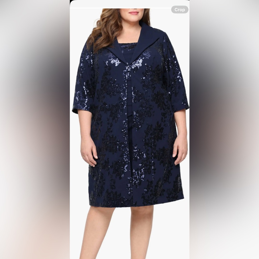 Alex Evenings Navy Pencil Skirt